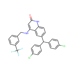 O=c1cc(NCc2cccc(C(F)(F)F)c2)c2cc(C(c3ccc(Cl)cc3)c3ccc(Cl)cc3)ccc2[nH]1 ZINC001772653056