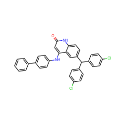 O=c1cc(Nc2ccc(-c3ccccc3)cc2)c2cc(C(c3ccc(Cl)cc3)c3ccc(Cl)cc3)ccc2[nH]1 ZINC001772639940