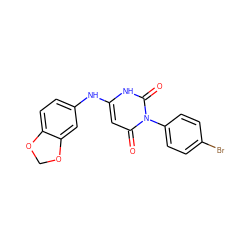 O=c1cc(Nc2ccc3c(c2)OCO3)[nH]c(=O)n1-c1ccc(Br)cc1 ZINC000004004867