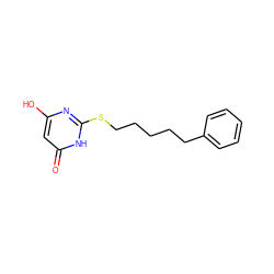 O=c1cc(O)nc(SCCCCCc2ccccc2)[nH]1 ZINC000653823214