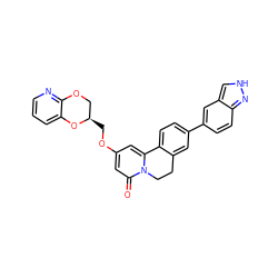 O=c1cc(OC[C@@H]2COc3ncccc3O2)cc2n1CCc1cc(-c3ccc4n[nH]cc4c3)ccc1-2 ZINC001772610927