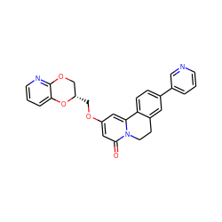 O=c1cc(OC[C@H]2COc3ncccc3O2)cc2n1CCc1cc(-c3cccnc3)ccc1-2 ZINC001772586193