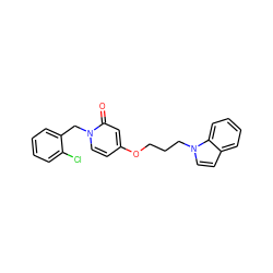 O=c1cc(OCCCn2ccc3ccccc32)ccn1Cc1ccccc1Cl ZINC000029047915