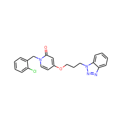 O=c1cc(OCCCn2nnc3ccccc32)ccn1Cc1ccccc1Cl ZINC000029047910