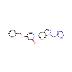 O=c1cc(OCc2ccccc2)ccn1-c1ccc2c(cnn2CC2=NCCN2)c1 ZINC000064549676