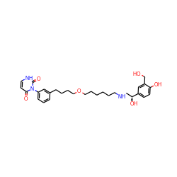 O=c1cc[nH]c(=O)n1-c1cccc(CCCCOCCCCCCNC[C@H](O)c2ccc(O)c(CO)c2)c1 ZINC000072111426