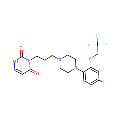 O=c1cc[nH]c(=O)n1CCCN1CCN(c2ccc(F)cc2OCC(F)(F)F)CC1 ZINC000013489997