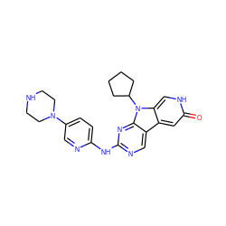 O=c1cc2c3cnc(Nc4ccc(N5CCNCC5)cn4)nc3n(C3CCCC3)c2c[nH]1 ZINC000117681769