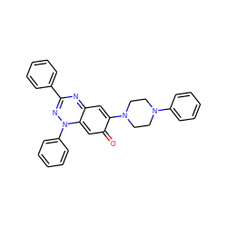 O=c1cc2n(-c3ccccc3)nc(-c3ccccc3)nc-2cc1N1CCN(c2ccccc2)CC1 ZINC000095579403