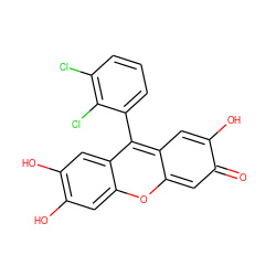 O=c1cc2oc3cc(O)c(O)cc3c(-c3cccc(Cl)c3Cl)c-2cc1O ZINC000004904223