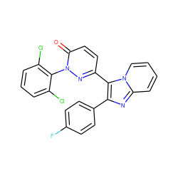 O=c1ccc(-c2c(-c3ccc(F)cc3)nc3ccccn23)nn1-c1c(Cl)cccc1Cl ZINC000013493038