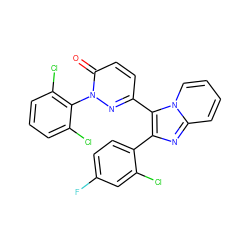 O=c1ccc(-c2c(-c3ccc(F)cc3Cl)nc3ccccn23)nn1-c1c(Cl)cccc1Cl ZINC000013493043