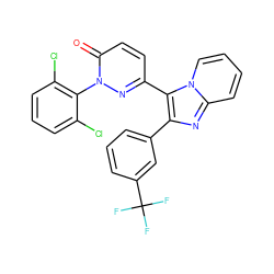 O=c1ccc(-c2c(-c3cccc(C(F)(F)F)c3)nc3ccccn23)nn1-c1c(Cl)cccc1Cl ZINC000013493039