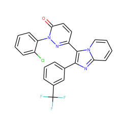 O=c1ccc(-c2c(-c3cccc(C(F)(F)F)c3)nc3ccccn23)nn1-c1ccccc1Cl ZINC000013493049