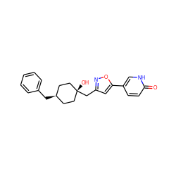 O=c1ccc(-c2cc(C[C@]3(O)CC[C@@H](Cc4ccccc4)CC3)no2)c[nH]1 ZINC001772577508