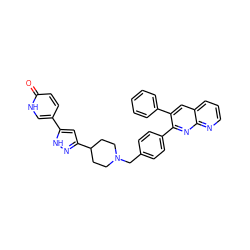 O=c1ccc(-c2cc(C3CCN(Cc4ccc(-c5nc6ncccc6cc5-c5ccccc5)cc4)CC3)n[nH]2)c[nH]1 ZINC000029049249