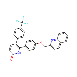 O=c1ccc(-c2ccc(C(F)(F)F)cc2)c(-c2ccc(OCc3ccc4ccccc4n3)cc2)[nH]1 ZINC000473155126