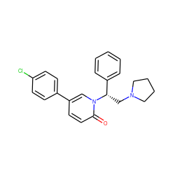 O=c1ccc(-c2ccc(Cl)cc2)cn1[C@@H](CN1CCCC1)c1ccccc1 ZINC000013436709