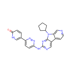 O=c1ccc(-c2ccc(Nc3ncc4c5ccncc5n(C5CCCC5)c4n3)nn2)c[nH]1 ZINC000117696406