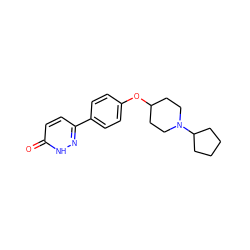 O=c1ccc(-c2ccc(OC3CCN(C4CCCC4)CC3)cc2)n[nH]1 ZINC000082152222