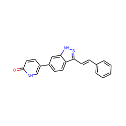 O=c1ccc(-c2ccc3c(/C=C/c4ccccc4)n[nH]c3c2)c[nH]1 ZINC000167043567