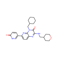 O=c1ccc(-c2ccc3nc(NCC4CCOCC4)c(=O)n(CC4CCCCC4)c3n2)c[nH]1 ZINC000100091679