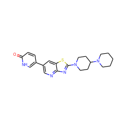 O=c1ccc(-c2cnc3nc(N4CCC(N5CCCCC5)CC4)sc3c2)c[nH]1 ZINC000045262040