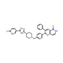 O=c1ccc(-c2nnc(C3CCN(Cc4ccc(-c5nc6cc[nH]c(=O)c6cc5-c5ccccc5)cc4)CC3)[nH]2)c[nH]1 ZINC000055723224