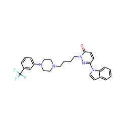 O=c1ccc(-n2ccc3ccccc32)nn1CCCCN1CCN(c2cccc(C(F)(F)F)c2)CC1 ZINC000045506581