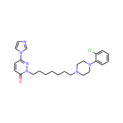 O=c1ccc(-n2ccnc2)nn1CCCCCCCN1CCN(c2ccccc2Cl)CC1 ZINC000013475448