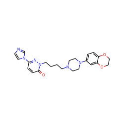 O=c1ccc(-n2ccnc2)nn1CCCCN1CCN(c2ccc3c(c2)OCCO3)CC1 ZINC000045506436