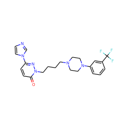 O=c1ccc(-n2ccnc2)nn1CCCCN1CCN(c2cccc(C(F)(F)F)c2)CC1 ZINC000040423860