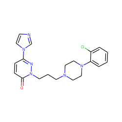 O=c1ccc(-n2ccnc2)nn1CCCN1CCN(c2ccccc2Cl)CC1 ZINC000013437639