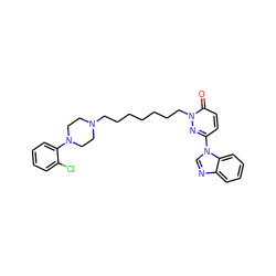 O=c1ccc(-n2cnc3ccccc32)nn1CCCCCCCN1CCN(c2ccccc2Cl)CC1 ZINC000013475438