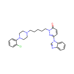 O=c1ccc(-n2cnc3ccccc32)nn1CCCCCN1CCN(c2ccccc2Cl)CC1 ZINC000013475436