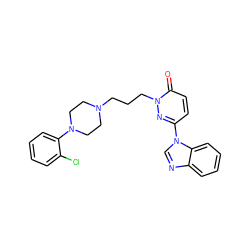 O=c1ccc(-n2cnc3ccccc32)nn1CCCN1CCN(c2ccccc2Cl)CC1 ZINC000013437624