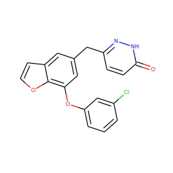 O=c1ccc(Cc2cc(Oc3cccc(Cl)c3)c3occc3c2)n[nH]1 ZINC000040395196