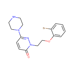 O=c1ccc(N2CCNCC2)nn1CCOc1ccccc1Br ZINC000045257213