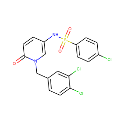 O=c1ccc(NS(=O)(=O)c2ccc(Cl)cc2)cn1Cc1ccc(Cl)c(Cl)c1 ZINC000001396489