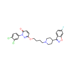 O=c1ccc(OCCCCN2CCC(c3noc4cc(F)ccc34)CC2)nn1-c1ccc(Cl)c(Cl)c1 ZINC001772618329