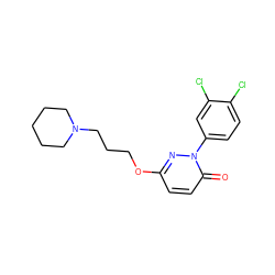 O=c1ccc(OCCCN2CCCCC2)nn1-c1ccc(Cl)c(Cl)c1 ZINC000653884679