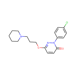 O=c1ccc(OCCCN2CCCCC2)nn1-c1ccc(Cl)cc1 ZINC000653912210