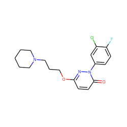 O=c1ccc(OCCCN2CCCCC2)nn1-c1ccc(F)c(Cl)c1 ZINC000653884680