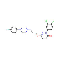 O=c1ccc(OCCCN2CCN(c3ccc(F)cc3)CC2)nn1-c1ccc(Cl)c(Cl)c1 ZINC001772609693