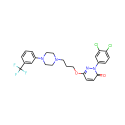 O=c1ccc(OCCCN2CCN(c3cccc(C(F)(F)F)c3)CC2)nn1-c1ccc(Cl)c(Cl)c1 ZINC001772604505