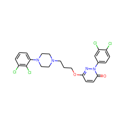 O=c1ccc(OCCCN2CCN(c3cccc(Cl)c3Cl)CC2)nn1-c1ccc(Cl)c(Cl)c1 ZINC001772611037