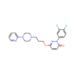 O=c1ccc(OCCCN2CCN(c3ccccn3)CC2)nn1-c1ccc(Cl)c(Cl)c1 ZINC001772570197