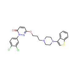 O=c1ccc(OCCCN2CCN(c3csc4ccccc34)CC2)nn1-c1ccc(Cl)c(Cl)c1 ZINC001772624713