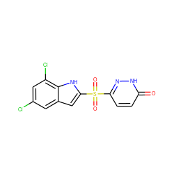 O=c1ccc(S(=O)(=O)c2cc3cc(Cl)cc(Cl)c3[nH]2)n[nH]1 ZINC000011536201