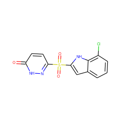 O=c1ccc(S(=O)(=O)c2cc3cccc(Cl)c3[nH]2)n[nH]1 ZINC000011536204